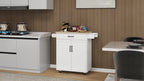 Kitchen island rolling trolley cart with 1 drawer & 2 doors with storage racks & Adjustable Shelves & towel rack & seasoning rack rubber wood table top-White - Grand Goldman Shop