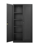 Wide & Deep Metal Storage Cabinet with Hanging Rod,Black Broom Closet Storage Cabinet with Lock, Tall Wardrobe Cabinets with 
