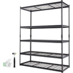 Storage Shelving Unit, 5-Tier Adjustable, 2000 lbs Capacity, Heavy Duty Garage Shelves Metal Organizer Wire Rack, Black, 60' L x 24' W x 78' H for Kitchen Pantry Basement Bathroom Laundry Closet - Grand Goldman Shop