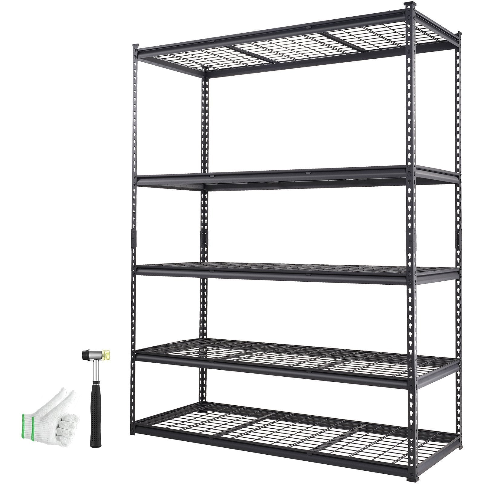 Storage Shelving Unit, 5-Tier Adjustable, 2000 lbs Capacity, Heavy Duty Garage Shelves Metal Organizer Wire Rack, Black, 60' L x 24' W x 78' H for Kitchen Pantry Basement Bathroom Laundry Closet - Grand Goldman Shop