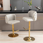 A&A Furniture,Swivel Barstools Adjusatble Seat Height, Modern PU Upholstered Bar Stools with  the whole Back Tufted, for Home Pub and Kitchen Island（Beige, Set of 2） - Grand Goldman Shop