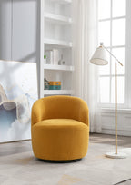Teddy Fabric Swivel Accent Armchair Barrel Chair With Black Powder Coating Metal Ring,Yellow - Grand Goldman Shop