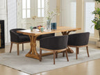 Mid Century Modern Upholstered Barrel Dining Chairs with Arms,Farmhouse Linen Kitchen & Dining Room Chairs with Natural Hardwood Frame, 19' W Accent Chairs,Single Pack,Charcoal Gray,SW1891BK - Grand Goldman Shop