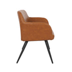 Daniella Industrial High Back Bench in Black Steel and Camel Faux Leather by - Grand Goldman Shop