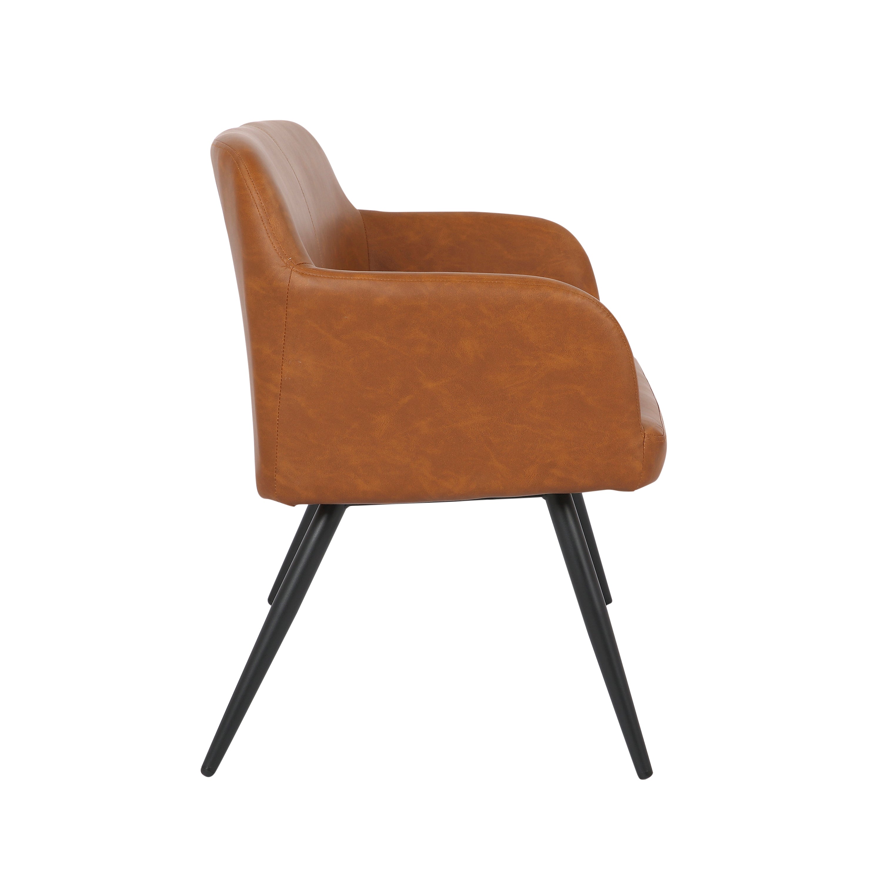 Daniella Industrial High Back Bench in Black Steel and Camel Faux Leather by - Grand Goldman Shop