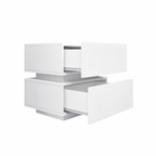 White Color High Glossy 2 Drawers Bedside Table with RGB Led Light Nightstand with Bluetooth Control - Grand Goldman Shop