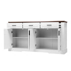 Modern Fluted Sideboard Buffet Cabinet with 4 Doors 3 Drawers, White MDF Storage Console Table for Living Room Dining Room Entryway, 63.11' L x 15.75' W x 32' H - Grand Goldman Shop