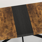 Retro Rectangular Stretch Dining Table with Antique Wood Top and Black Iron Base, Brown+Black, MDF+Metal, 55.11'-70.86'L - Grand Goldman Shop