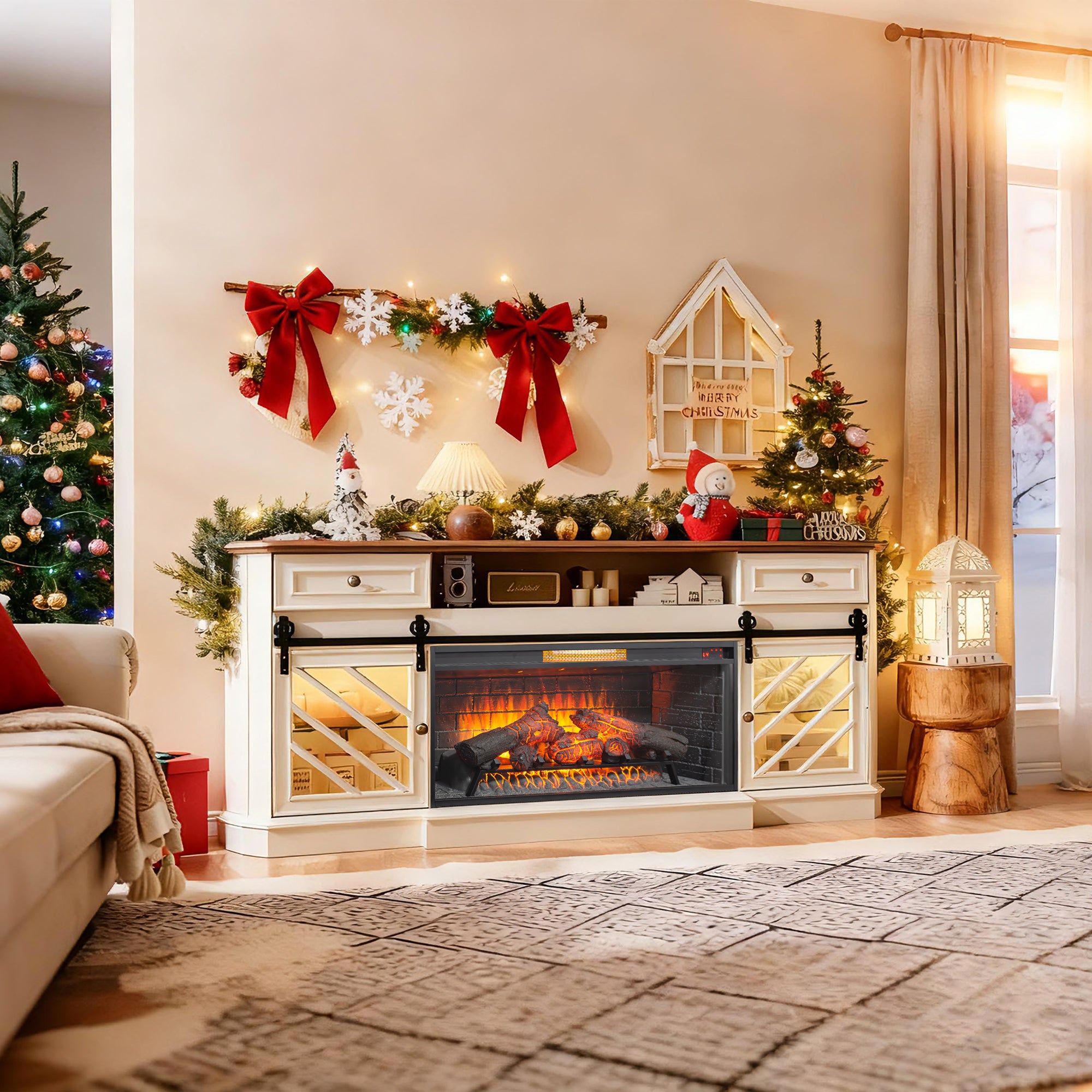 42 inch Infrared Electric Fireplace with Removable Trim kit Insert, Touch Panel Home Decor Heater - Grand Goldman Shop