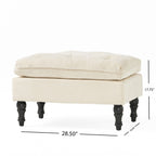 LOFTON Pillow Top Ottoman with Button Tufting in Cream Fabric, 28 Inch - Grand Goldman Shop