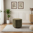 Olive Upholstered 360° Swivel Vanity Stool, Modern Makeup Chair with Soft Fabric Cushion for Bedroom or Living Room - Grand Goldman Shop