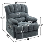 23' Seat Width and High Back Large Size Blue Grey Chenille Power Lift Recliner Chair with 8-Point Vibration Massage and Lumbar Heating - Grand Goldman Shop