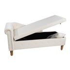 Beige Chaise Lounge Indoor, Velvet Lounge Chair for Bedroom with Storage & Pillow, Modern Upholstered Rolled Arm Chase Lounge for Sleeping with Nailhead Trim for Living Room Bedroom Office - Grand Goldman Shop