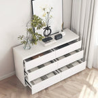 Modern 6 Drawer Dresser with Spacious Countertop and Concealed Handles, Storage Cabinet for Bedroom and Living Room, White MDF - Grand Goldman Shop