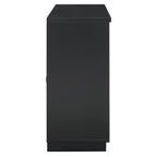 TREXM 4-Door Large Storage Buffet Cabinet with Glass Doors, Arched Cabinet with Adjustable Shelves for Kitchen, Dining Room and Living Room (Black) - Grand Goldman Shop