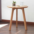 Round End Table- Small End Table Side Table Coffee Table Bedside Table Night Stand for Living Room Bedroom & Balcony, 100% Natural Solid Oak Wood Easy to Assemble - Grand Goldman Shop