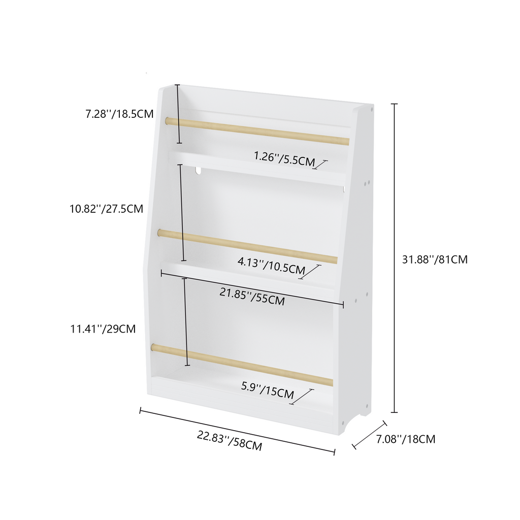 Stylish 3 Tier Kids Book Shelf,Kids Book Rack, Helps Keep Bedrooms, Playrooms, and Classrooms Organized,White - Available at 