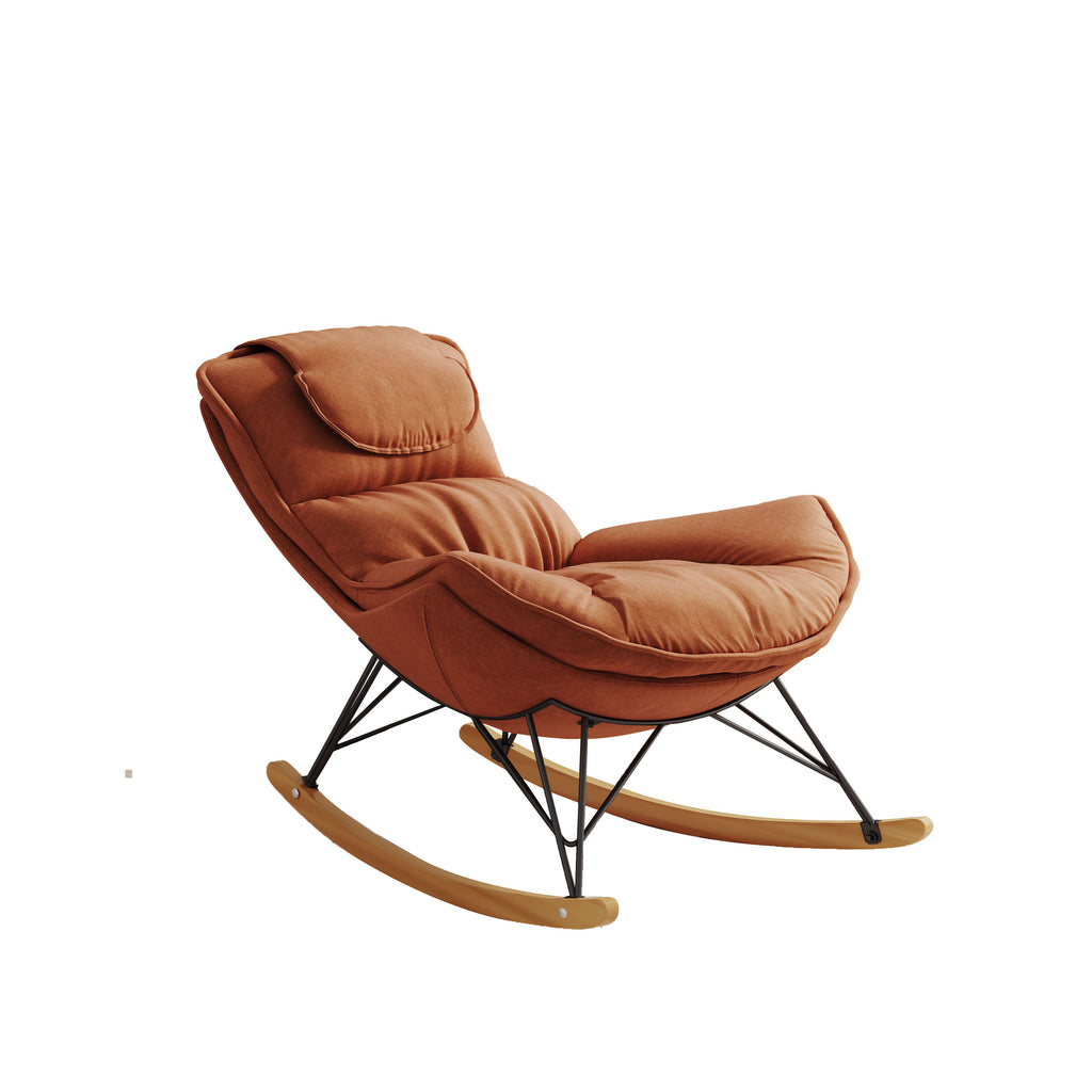 Leisure sofa single rocking chair, light luxury sofa chair, balcony leisure area single chair, comfortable and breathable characteristic chair, detachable and washable seat cushion (Color: Brown) - Grand Goldman Shop