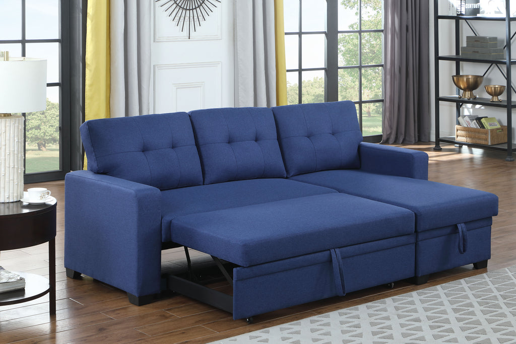 Upholstered Pull out Sectional Sofa with Chaise - Grand Goldman Shop