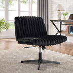 Blynn Adjustable Swivel Criss Cross Chair, Wide Seat Office Chair Vanity Chair, Black | Premium Home Decor - Grand Goldman