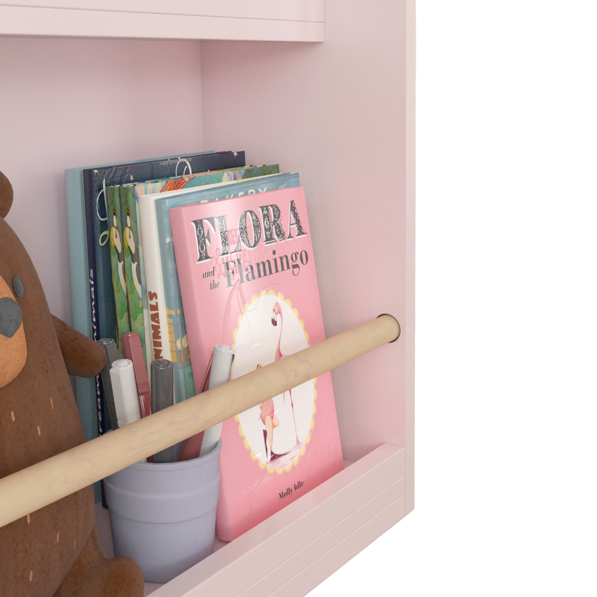 3-Tier Kids Book Shelf, Pink MDF & Pine Wood Storage Rack for Bedrooms, Playrooms, and Classrooms | Premium Home Decor - Gran