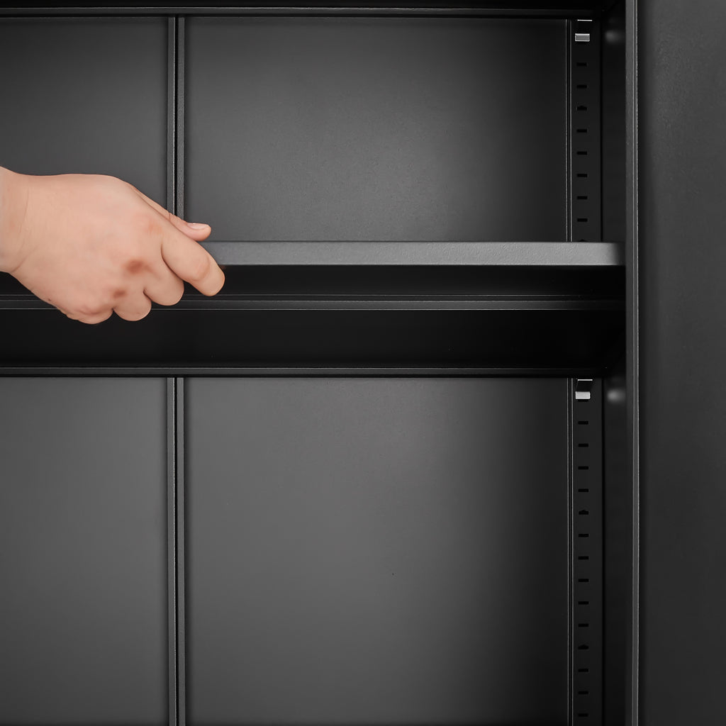 72-Inch 2-Door File Cabinet with Lock, 4 Adjustable Shelves, Heavy-Duty Steel Construction in Black for Commercial Office, Ho