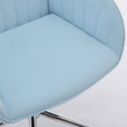 TY Ergonomic Office Chair in Baby Blue Velvet with Adjustable Backrest and Silver Base, Ideal for Home Bedroom and Long Sitti