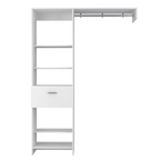 Manchester 150 Closet System, Metal Rod, Five Open Shelves, One Drawer -White - Grand Goldman Shop
