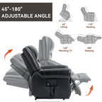 Power Lift Recliner Chair Heat Massage Dual Motor Infinite Position Up to 350 LBS, Genuine Leather, Heavy Duty Motion Mechanism with USB Ports, Black - Grand Goldman Shop