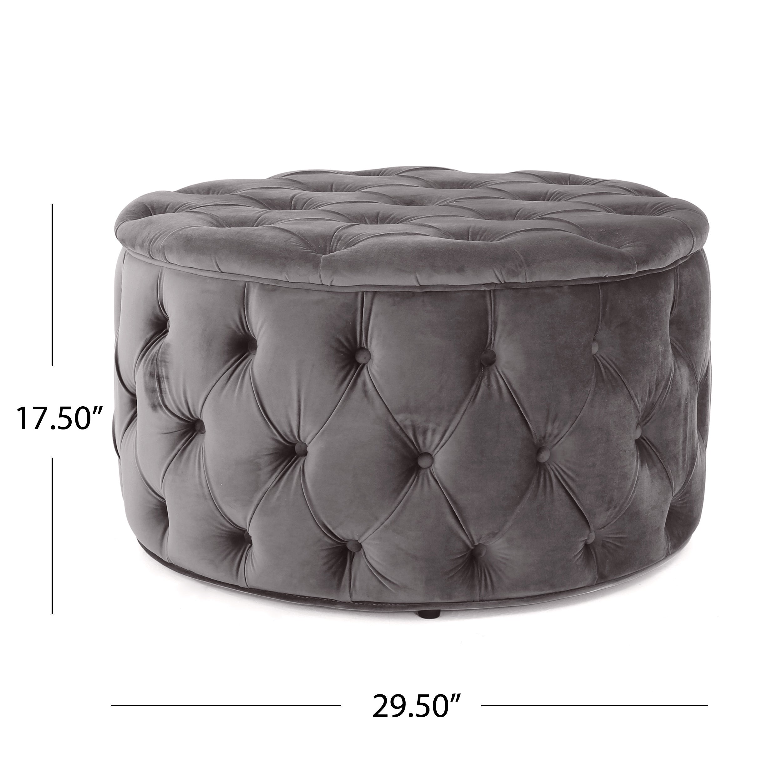Modern Velvet Ottoman Footstool with Plush Cushioning in Grey - Grand Goldman Shop