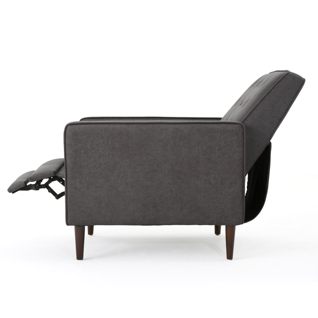 Macedonia Mid-Century Modern Button Tufted Fabric Recliner - Grand Goldman Shop