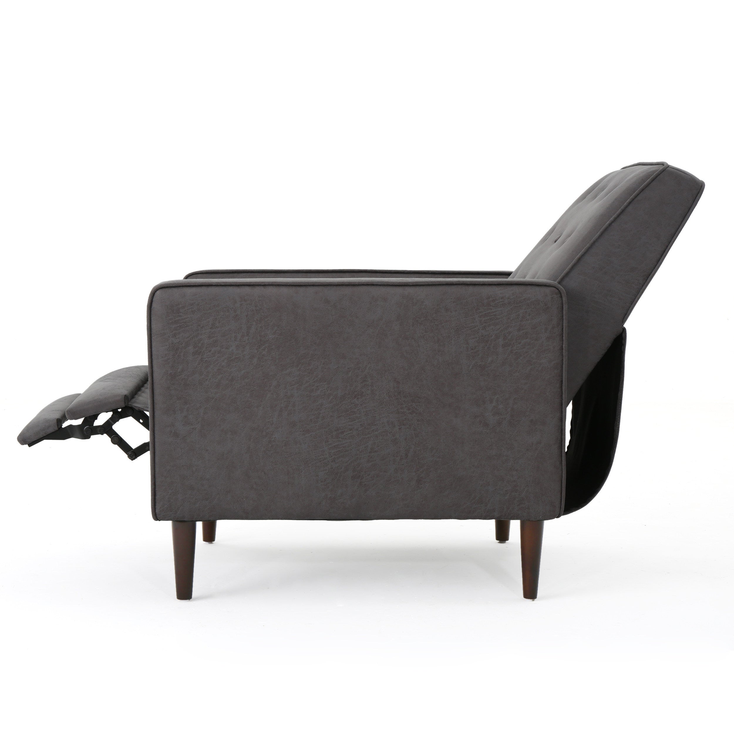 Macedonia Mid-Century Modern Button Tufted Fabric Recliner - Grand Goldman Shop