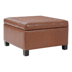 Light Brown PU Storage Ottoman with Rubber Wood Legs, 30.25'' Square Tufted Indoor Ottoman with Lift-Top Storage for Living Room, Bedroom & Entryway,300lbs Weight Capacity - Grand Goldman Shop