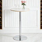 Rock slab circular tabletop non adjustable (39 inches high) bar table, bar table with silver legs and base (white) - Grand Goldman Shop