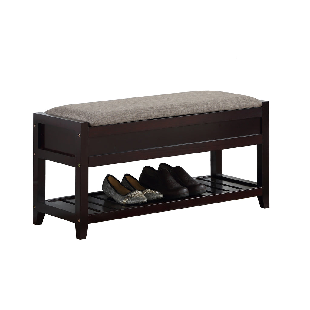 Rouen Seating Bench with Shoe Storage, Espresso - Grand Goldman Shop