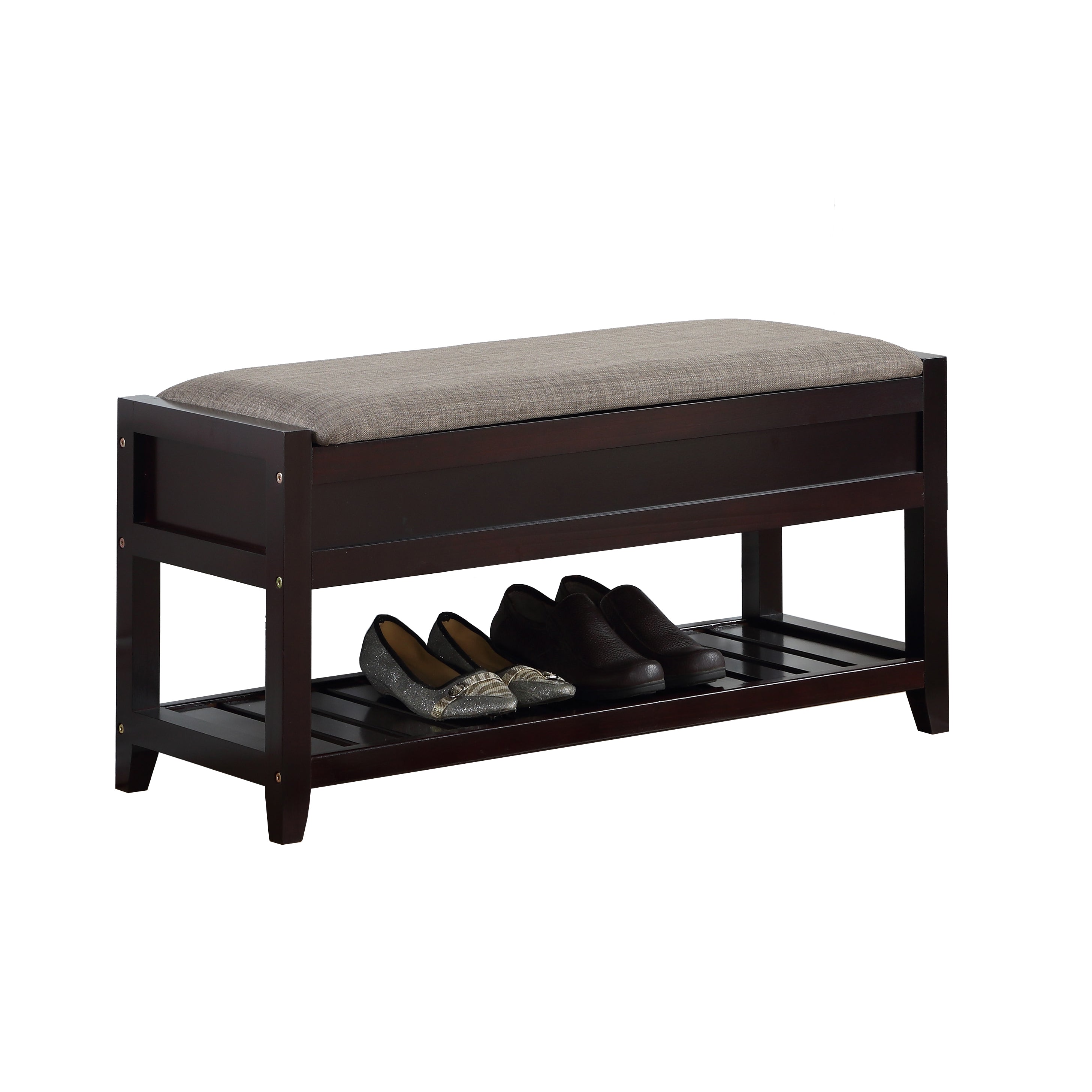 Rouen Seating Bench with Shoe Storage, Espresso - Grand Goldman Shop