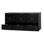 Black 9 Drawer Dresser, 63' Large Deep Chest of Drawers, Wooden Dresser Storage Cabinet with 9 Drawers for Bedroom, Long Dressers for Living Room, Hallway - Grand Goldman Shop