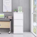 Steel Vertical File Cabinet with Lock - 3-Drawer Metal Storage for A4/Legal/Letter - White, 14.65 x 14.75 x 40.50 inches | Pr