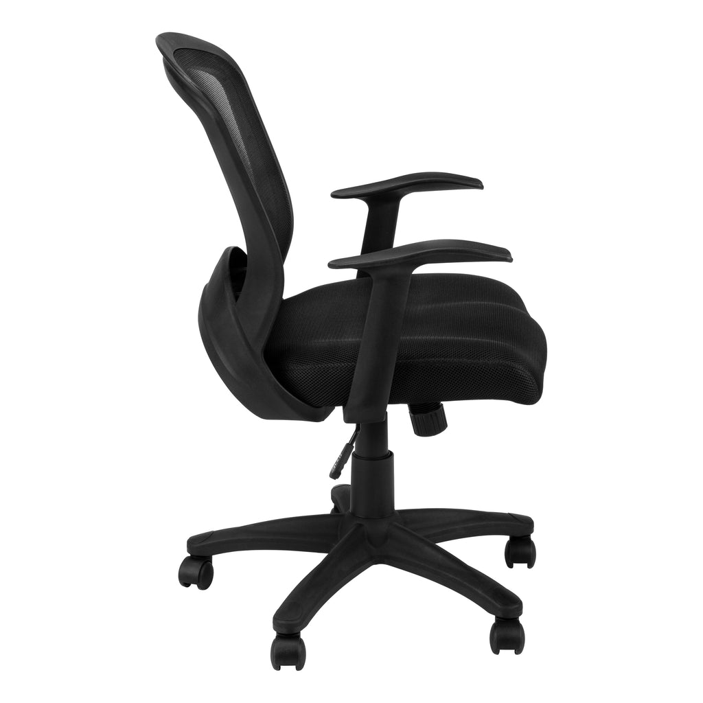 Office Chair, Adjustable Height, Swivel, Ergonomic, Armrests, Computer Desk, Work, Black Mesh, Black Metal, Contemporary, Mod