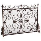 Darcie Wrought Iron Fireplace Screen Gold Finish Ornate Design 44.5 x 9.75 x 35 inches - Grand Goldman Shop