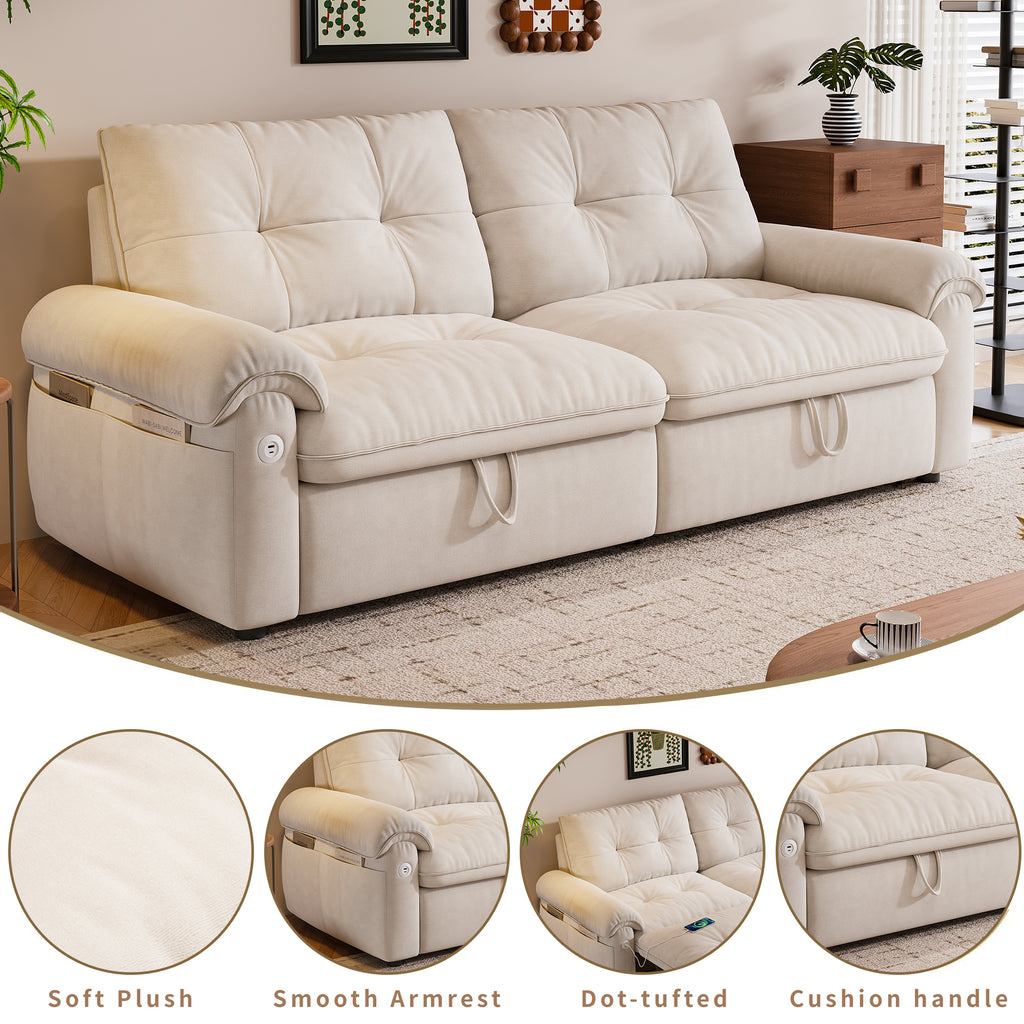 W3820S00024, a 77-inch convertible sofa bed, and a 2-in-1 piece suitable for both sitting and lying. Made of cloud-like fabric, it is applicable to living rooms, bedrooms and apart - Grand Goldman Shop