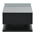[VIDEO provided] ON-TREND Modern Coffee Table with Tempered Glass, Wooden Cocktail Table with High-gloss UV Surface, Modernist 2-Tier Rectangle Center Table for Living Room, Black - Grand Goldman Shop