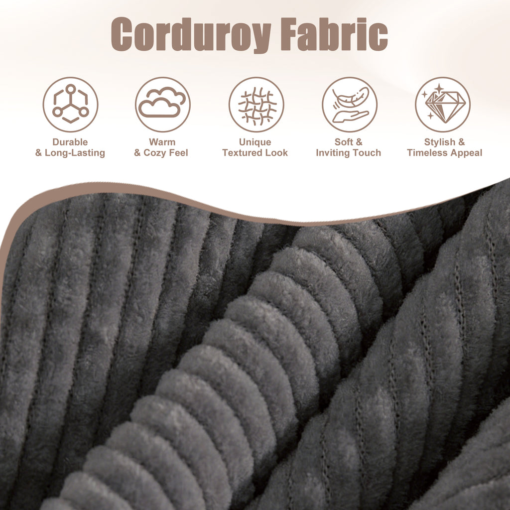 48' Soft Corduroy Loveseat Couch W/Soft Cushions,Side Storage Pocket,Sturdy Composite Board & Solid Wood Frame, High Rebound Sponge,Easy Assembly,Ideal for Living Room,Apartment,Dorm,Office. - Grand Goldman Shop