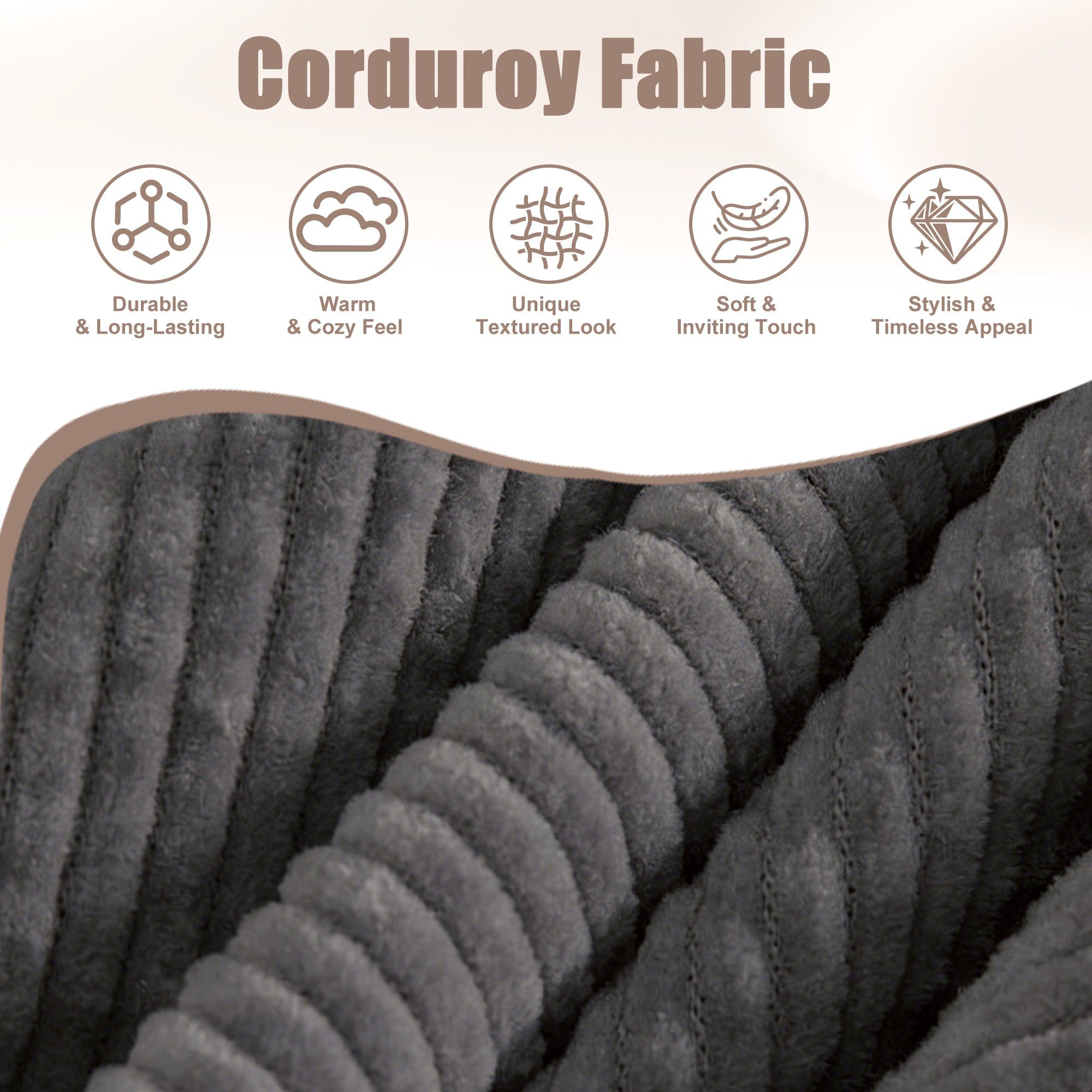48' Soft Corduroy Loveseat Couch W/Soft Cushions,Side Storage Pocket,Sturdy Composite Board & Solid Wood Frame, High Rebound Sponge,Easy Assembly,Ideal for Living Room,Apartment,Dorm,Office. - Grand Goldman Shop