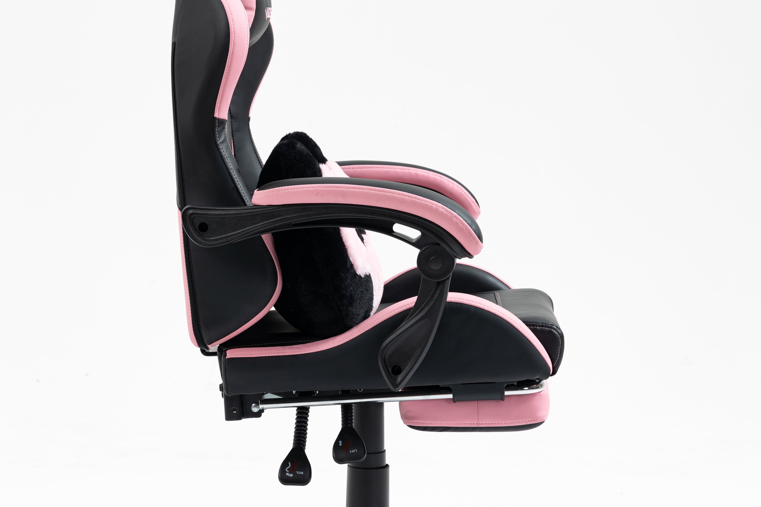 Cute Cat Gaming Chair with Paw Lumbar Cushion, PC Video Gamer Chair for Girl Teen Woman (Black) | Premium Home Decor - Grand 