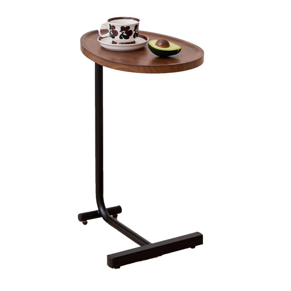 Brown C-Shaped Side Table, Versatile Small Sofa Table, Metal and MDF, 17.72 x 11.81 x 23.62 inches - Grand Goldman Shop