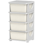 Qaba 4 Tier Kids Storage Unit, 4 Drawer Chest Toy Organizer Plastic Bins for Kids Bedroom Nursery Kindergarten Living Room fo