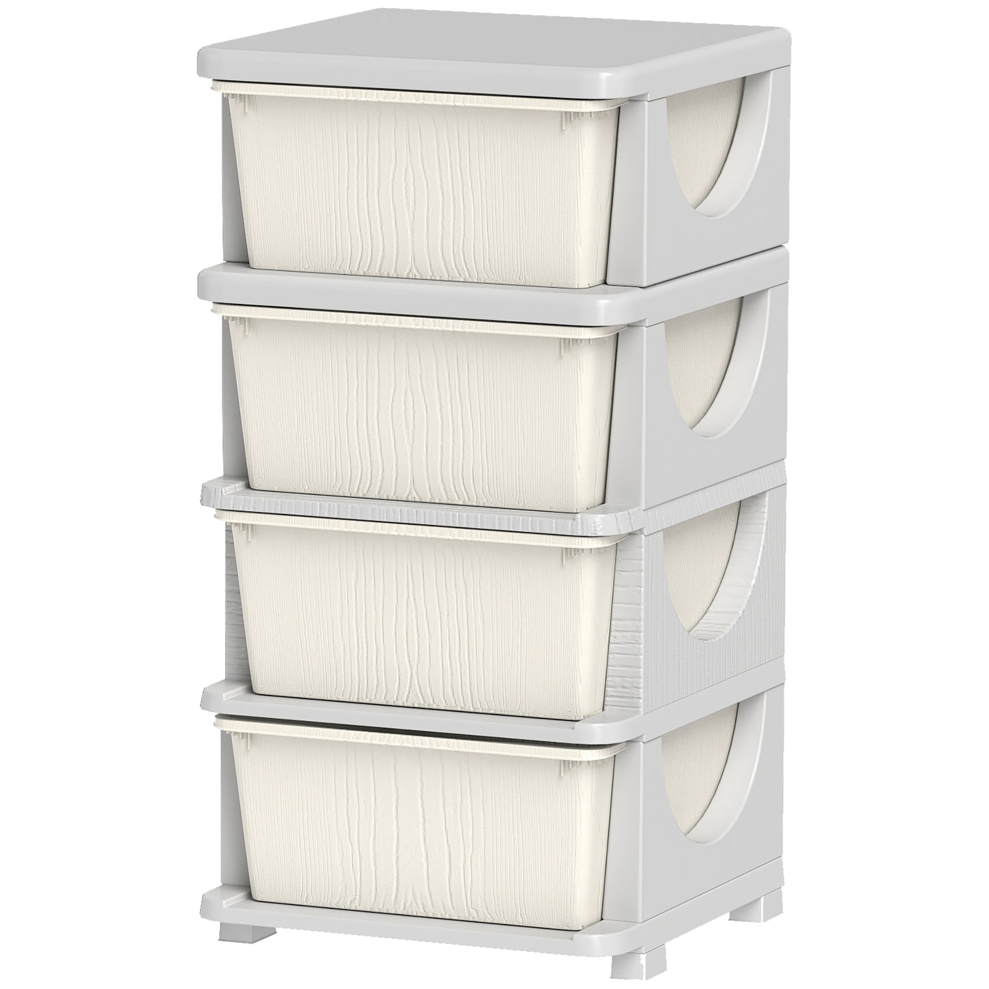 Qaba 4 Tier Kids Storage Unit, 4 Drawer Chest Toy Organizer Plastic Bins for Kids Bedroom Nursery Kindergarten Living Room fo