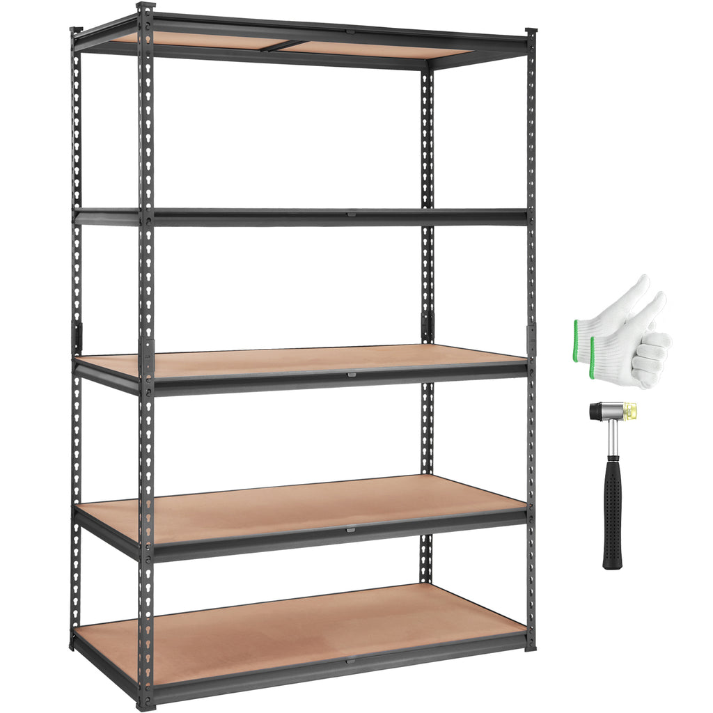 Storage Shelving Unit, 5-Tier Adjustable, 2000 lbs Capacity, Heavy Duty Garage Shelves Metal Organizer Utility Rack, Black, 48' L x 24' W x 72' H for Kitchen Pantry Basement Bathroom Laundry - Grand Goldman Shop