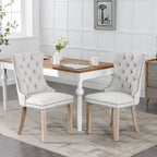Nikki Collection Modern, High-end Tufted Solid Wood Contemporary Flax Upholstered Dining Chair with Wood Legs Nailhead Trim 2-Pcs Set,Gray, SW6801BG - Grand Goldman Shop